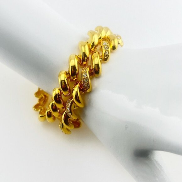Joan Rivers Bracelet Set of 2 San Marco Gold Tone Rhinestone Crystals Signed Lot - Picture 1 of 14